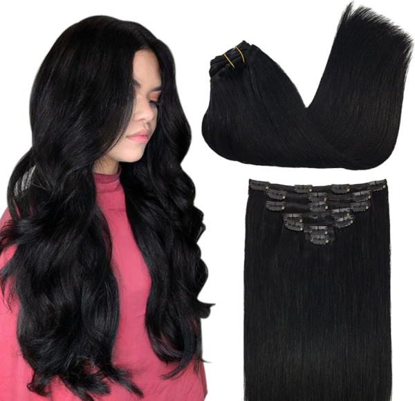 Full Head Clip-In Jet Black #1 Hair Extensions