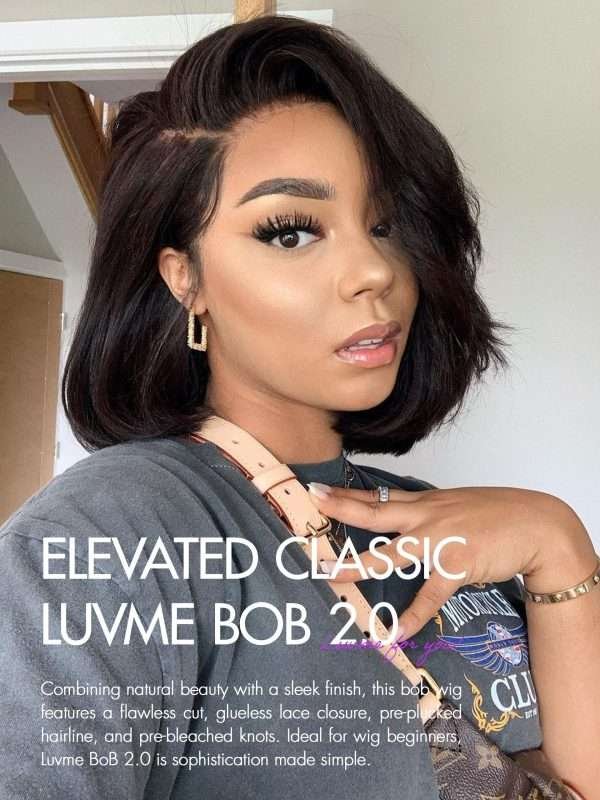 10″ Blunt Cut Bob Wig Human Hair Pre Cut Glueless HD Lace Closure Wig Pre Plucked Mature Boss Side Parted Straigh Human Hair Short Wigs For Women