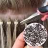 1000pcs Hair Extentions Micro Rings Links Beads, 5mm Silicone Lined Beads for Human Hair Extensions Tool-Drak Brown