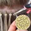 1000pcs Hair Extentions Micro Rings Links Beads, 5mm Silicone Lined Beads for Human Hair Extensions Tool-Blonde