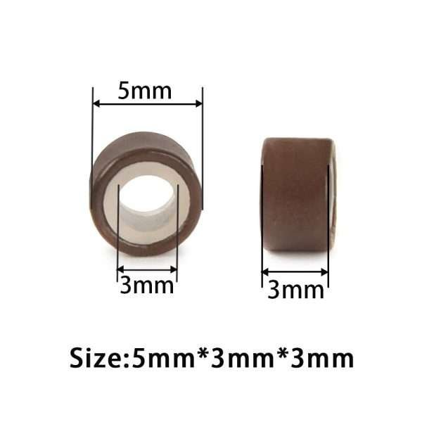 1000pcs Hair Extentions Micro Rings Links Beads, 5mm Silicone Lined Beads for Human Hair Extensions Tool-Brown