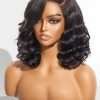 12 Inch Loose Wavy Glueless Pre Cut Lace Wigs Human Hair Pre Plucked Undetectable HD Lace Closure Side Parted Short Wig For Women