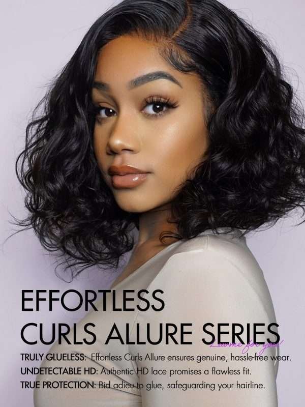 12 Inch Loose Wavy Glueless Pre Cut Lace Wigs Human Hair Pre Plucked Undetectable HD Lace Closure Side Parted Short Wig For Women