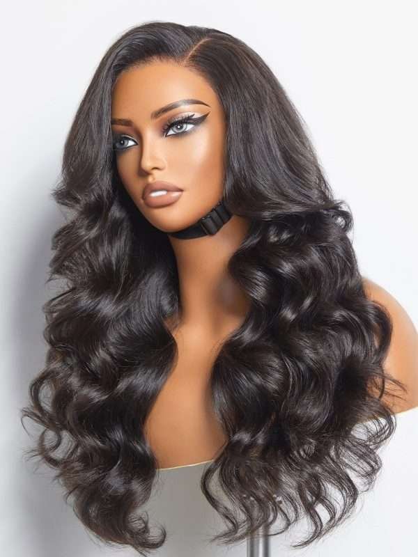 18''Body Wave Lace Front Wigs Human Hair 13x4 Pre Cut Lace Glueless Human Hair Wig Pre Plucked Long Black Body Wave Wig 180 Density