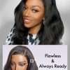 18''Body Wave Lace Front Wigs Human Hair 13x4 Pre Cut Lace Glueless Human Hair Wig Pre Plucked Long Black Body Wave Wig 180 Density