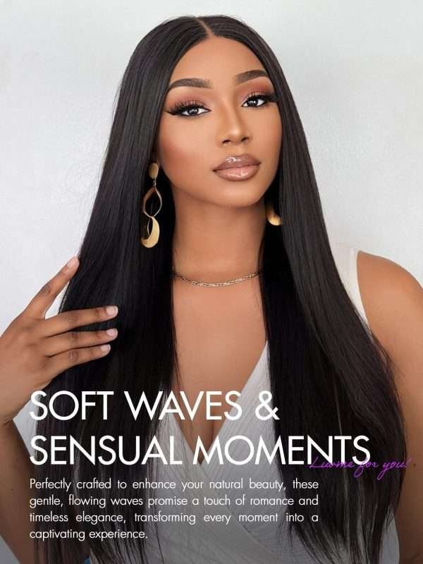 16'' Straight Lace Front Wigs Human Hair 13x4 Pre Cut Lace Glueless Human Hair Wig Pre Plucked Long Straight Black Wig For Women 180 Density