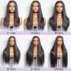 16'' Straight Lace Front Wigs Human Hair 13x4 Pre Cut Lace Glueless Human Hair Wig Pre Plucked Long Straight Black Wig For Women 180 Density
