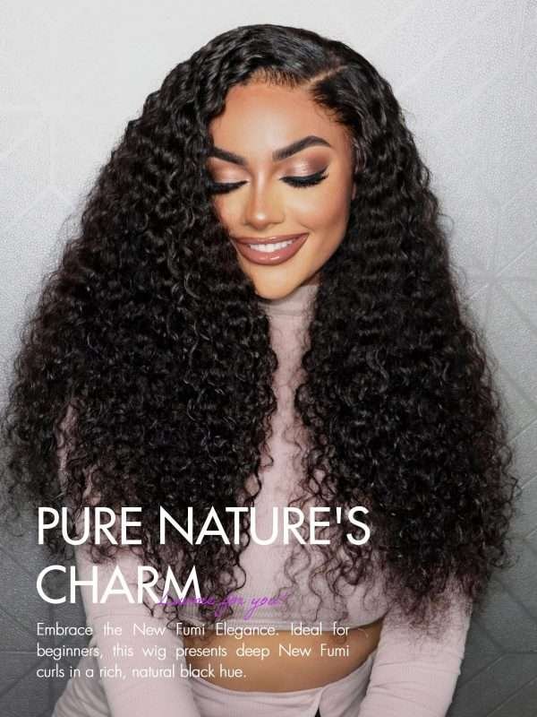 16 Inch Natural Black Curly 5X5 Lace Front Wig Human Hair Pre Cut Lace Glueless 5X5 Closure Wig Pre Plucked For Women 180 Density