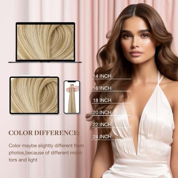 I tip Human Hair Extension #16/22 Light Blonde Highlighted Golden Blonde I Tip Hair Extensions Real Human Hair Cold Fusion Itips Hair Extensions Human Hair 16 inch 50pc 50g