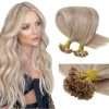 U Tip Hair Extensions Real Human Hair  U Tips Hair Extensions Highlighted Light Blonde #P18613 Hot Fusion Remy Hair Extensions Utips Pre Bonded Straight Extensions 50pcs/50g 16 Inch