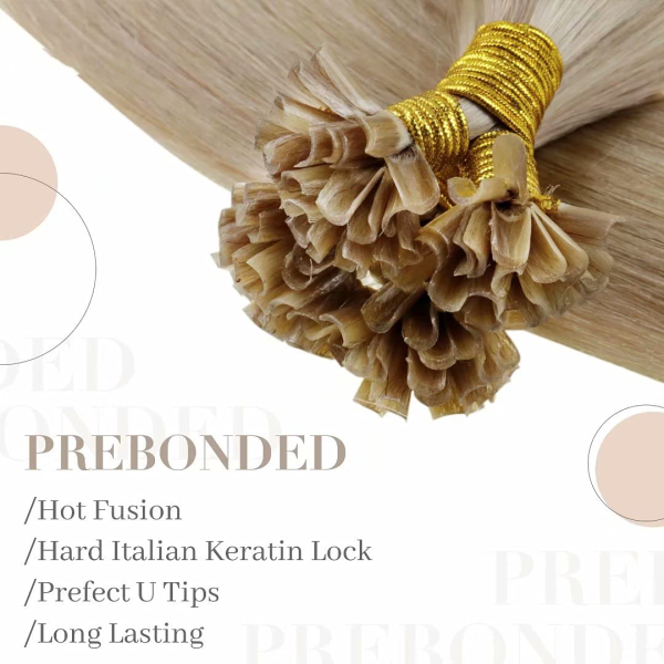U Tip Hair Extensions Real Human Hair  U Tips Hair Extensions Highlighted Light Blonde #P18613 Hot Fusion Remy Hair Extensions Utips Pre Bonded Straight Extensions 50pcs/50g 16 Inch