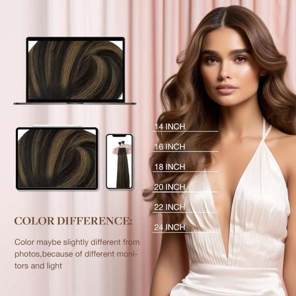 1B61B-4 I tip Human Hair Extension #1B/6/1B Natural Black to Chestnut Brown I Tip Hair Extensions Real Human Hair Cold Fusion Itips Hair Extensions Human Hair 16 inch 50pc 50g