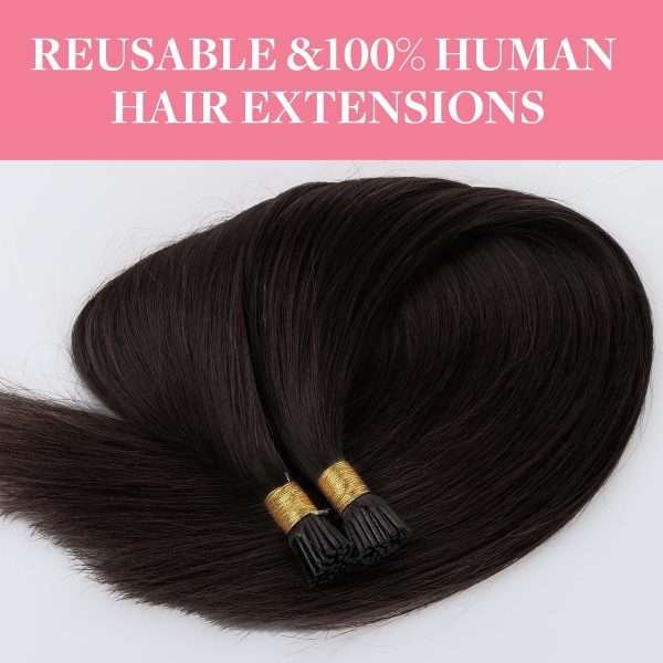 I tip Human Hair Extension #2 Dark Brown I Tip Hair Extensions Real Human Hair Cold Fusion Itips Hair Extensions Human Hair 16 inch 50pc 50g