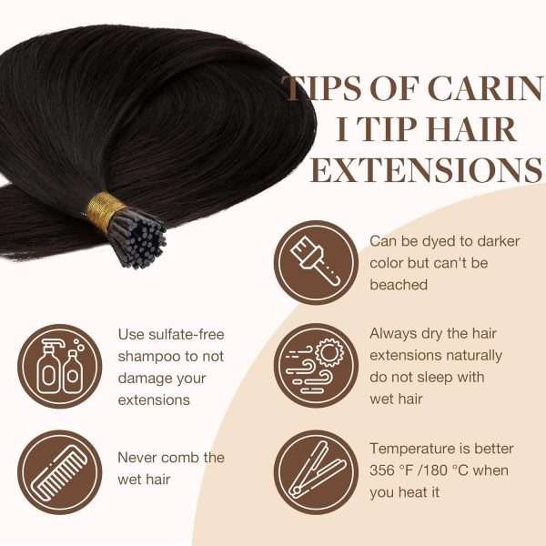 I tip Human Hair Extension #2 Dark Brown I Tip Hair Extensions Real Human Hair Cold Fusion Itips Hair Extensions Human Hair 16 inch 50pc 50g