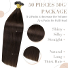 24-修 U Tip Hair Extensions Human Hair Brown Utip Hair Extensions Remy Straight Dark Brown #2 Hot Fusion Hair Extensions Real Human Hair for Women 16 Inch 1g 50pcs/50g