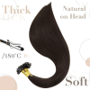 25-修 U Tip Hair Extensions Human Hair Brown Utip Hair Extensions Remy Straight Dark Brown #2 Hot Fusion Hair Extensions Real Human Hair for Women 16 Inch 1g 50pcs/50g