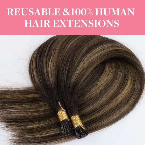I tip Human Hair Extension #2/6/2 Dark Brown to Chestnut Brown I Tip Hair Extensions Real Human Hair Cold Fusion Itips Hair Extensions Human Hair 16 inch 50pc 50g