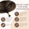 I tip Human Hair Extension #2/6/2 Dark Brown to Chestnut Brown I Tip Hair Extensions Real Human Hair Cold Fusion Itips Hair Extensions Human Hair 16 inch 50pc 50g