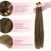 I tip Human Hair Extension #4/27/4 Chocolate Brown to Caramel Blonde I Tip Hair Extensions Real Human Hair Cold Fusion Itips Hair Extensions Human Hair 16 inch 50pc 50g