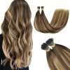 I tip Human Hair Extension #4/27/4 Chocolate Brown to Caramel Blonde I Tip Hair Extensions Real Human Hair Cold Fusion Itips Hair Extensions Human Hair 16 inch 50pc 50g