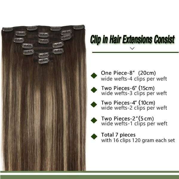 Full Head Clip-In Chocolate Brown to Honey Blonde #T(4/26)/4 Hair Extensions