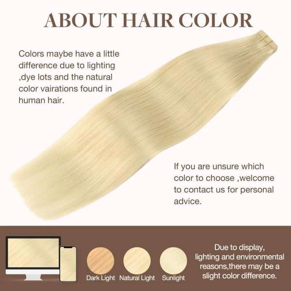 Tape in Human Hair Extensions Bleach Blonde #613 Seamless Straight Remy Human Hair Extensions 50g 20pcs