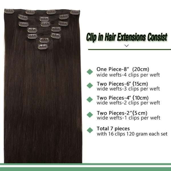 Full Head Clip-In Chocolate Brown #4 Hair Extensions