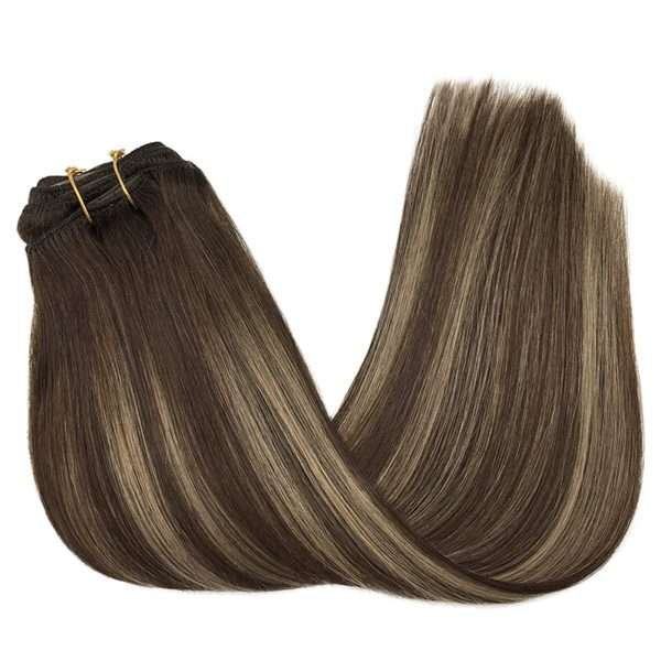 Full Head Clip-In Chocolate Brown to Honey Blonde #T(4/26)/4 Hair Extensions