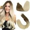 Tape in Human Hair Extensions Ombre Ash Brown to Platinum Blonde#T9/60 Seamless Straight Remy Human Hair Extensions 50g 20pcs