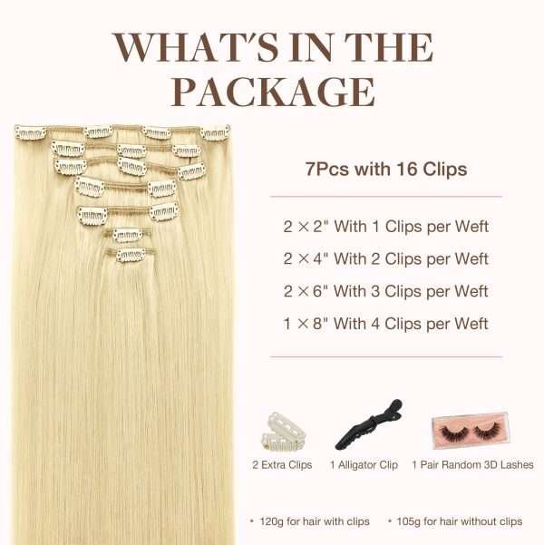 Full Head Clip-In Bleach Blonde #613 Hair Extensions