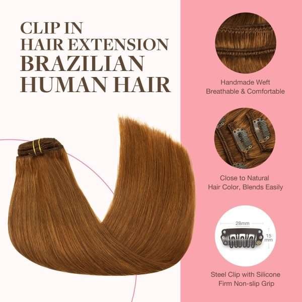 Full Head Clip-In #Copper Human Hair Extensions