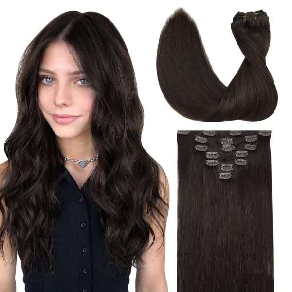 816HoL4VAkL._SL1500_ Full Head Clip-In Dark Brown #2 Hair Extensions