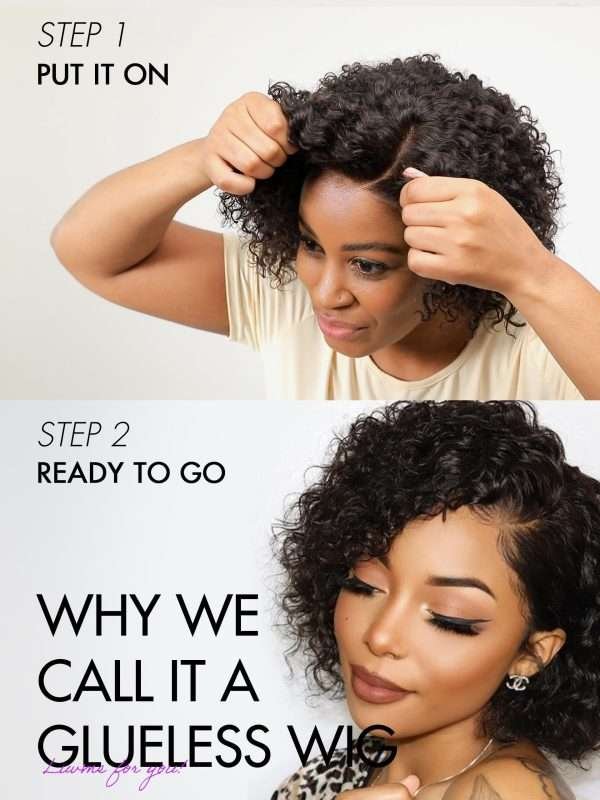 8" Curly Glueless Wigs Human Hair Pre Cut/Plucked, Undetectable HD Lace Wig Ready to Go Lace Bob Wig Short Curly 180 Density