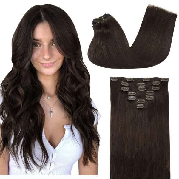 Full Head Clip-In Chocolate Brown #4 Hair Extensions