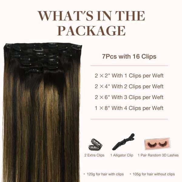 Full Head Clip-In Natural Black Mixed Chestnut Brown #T(1B/6)/1B Hair Extensions