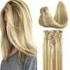 Full Head Clip-In Light Blonde Highlighted Golden Blonde #P16/22 Hair Extensions