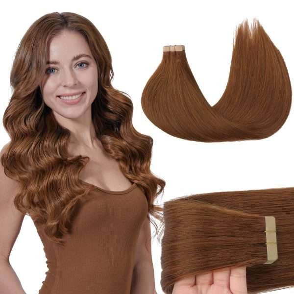 Tape in Human Hair Extensions Copper #350 Seamless Straight Remy Human Hair Extensions 50g 20pcs