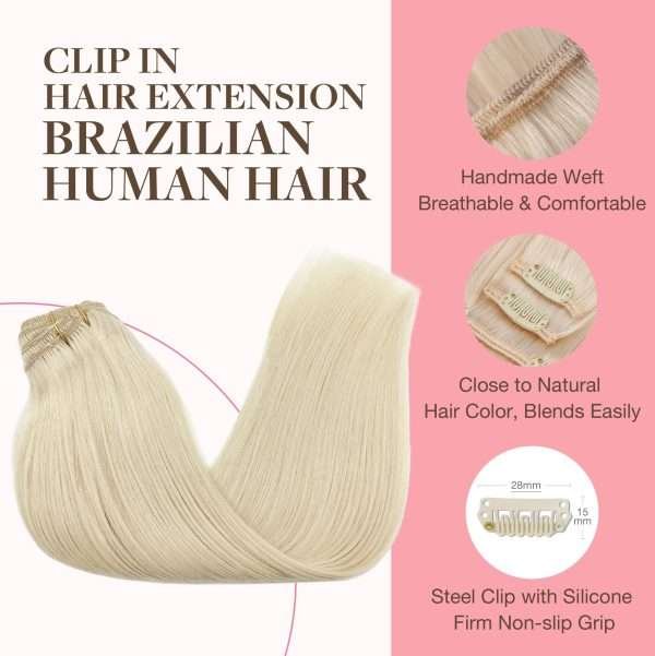 Full Head Clip-In Platinum Blonde #60A Human Hair Extensions