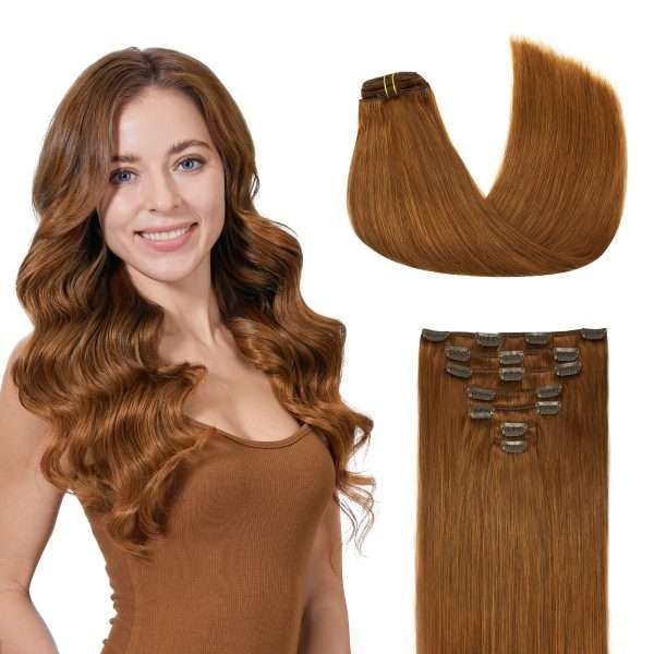 Full Head Clip-In #Copper Human Hair Extensions
