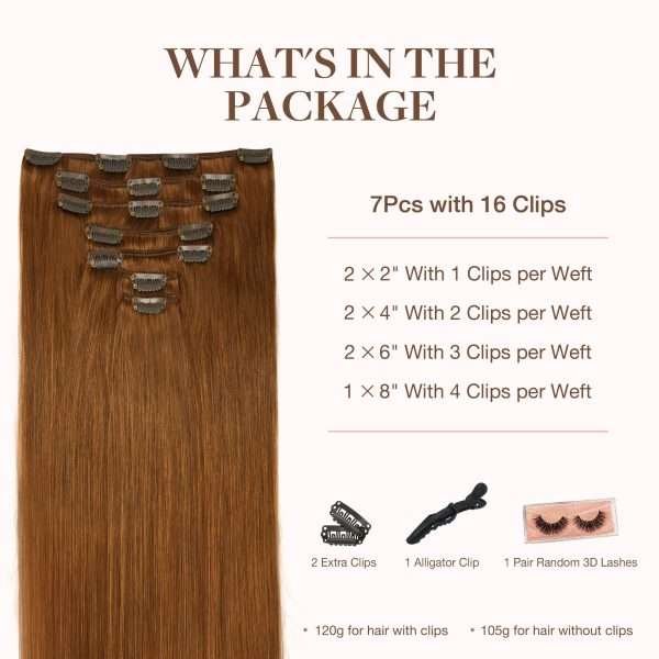 Full Head Clip-In #Copper Human Hair Extensions