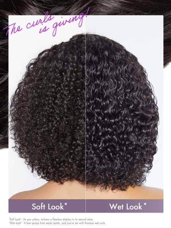 8" Curly Glueless Wigs Human Hair Pre Cut/Plucked, Undetectable HD Lace Wig Ready to Go Lace Bob Wig Short Curly 180 Density