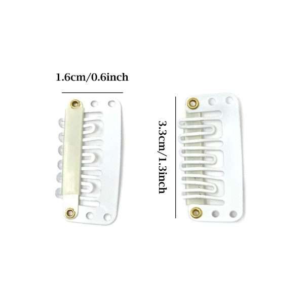 50PCS 6-Teeth U-Shape Snap Clips for Hair Extensions – 3.3cm/1.3inch (Beige)