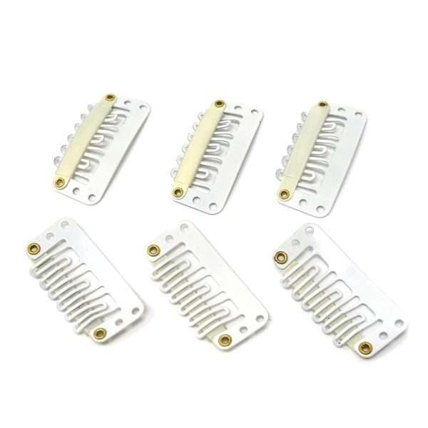 50PCS 6-Teeth U-Shape Snap Clips for Hair Extensions – 3.3cm/1.3inch (Beige)