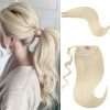 Platinum Blonde (60) - Human Hair Ponytail Extensions