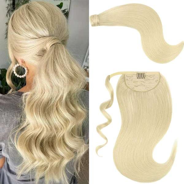 Bleach Blonde (613) - Human Hair Ponytail Extensions