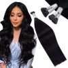 I tip Human Hair Extension #1 Jet Black I Tip Hair Extensions Real Human Hair Cold Fusion Black Itips Hair Extensions Human Hair 16 inch 50pc 50g