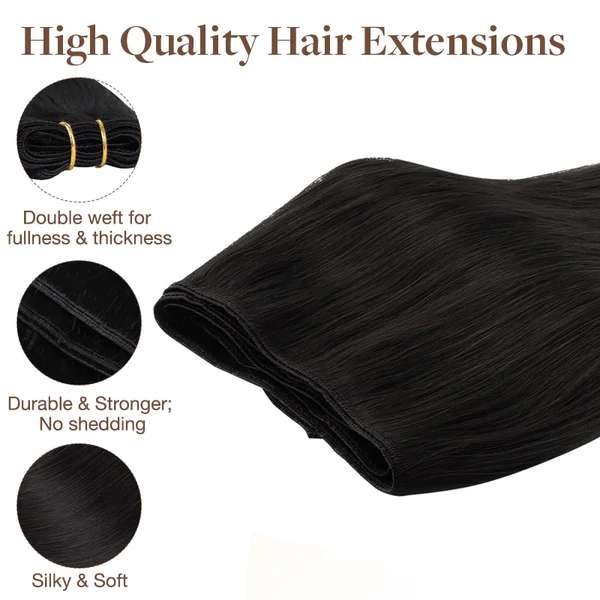 Jet Black (1) - JET BLACK (1)Sew in Weft Hair Extensions