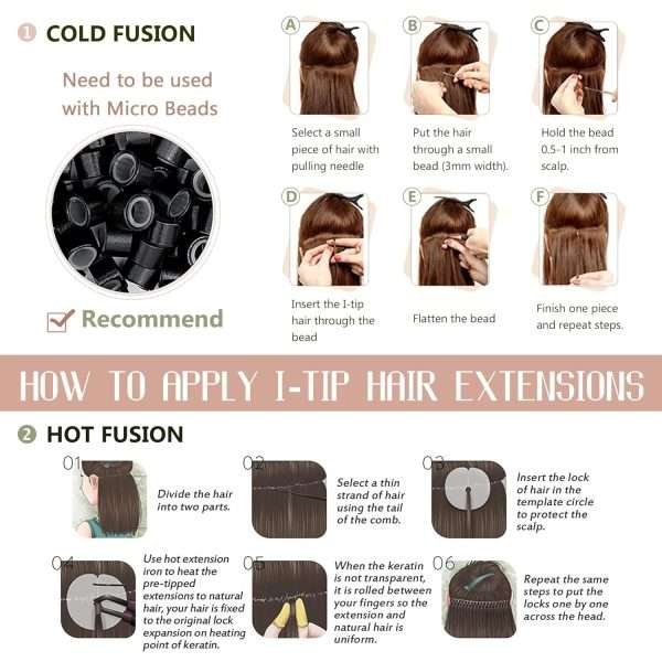 I tip Human Hair Extension #1 Jet Black I Tip Hair Extensions Real Human Hair Cold Fusion Black Itips Hair Extensions Human Hair 16 inch 50pc 50g