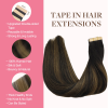 Tape in Human Hair Extensions Balayage Natural Black Highlighted Chestnut Brown#1B/6/1B Seamless Straight Remy Human Hair Extensions 50g 20pcs