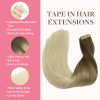 Tape in Human Hair Extensions Ombre Ash Brown to Platinum Blonde#T9/60 Seamless Straight Remy Human Hair Extensions 50g 20pcs